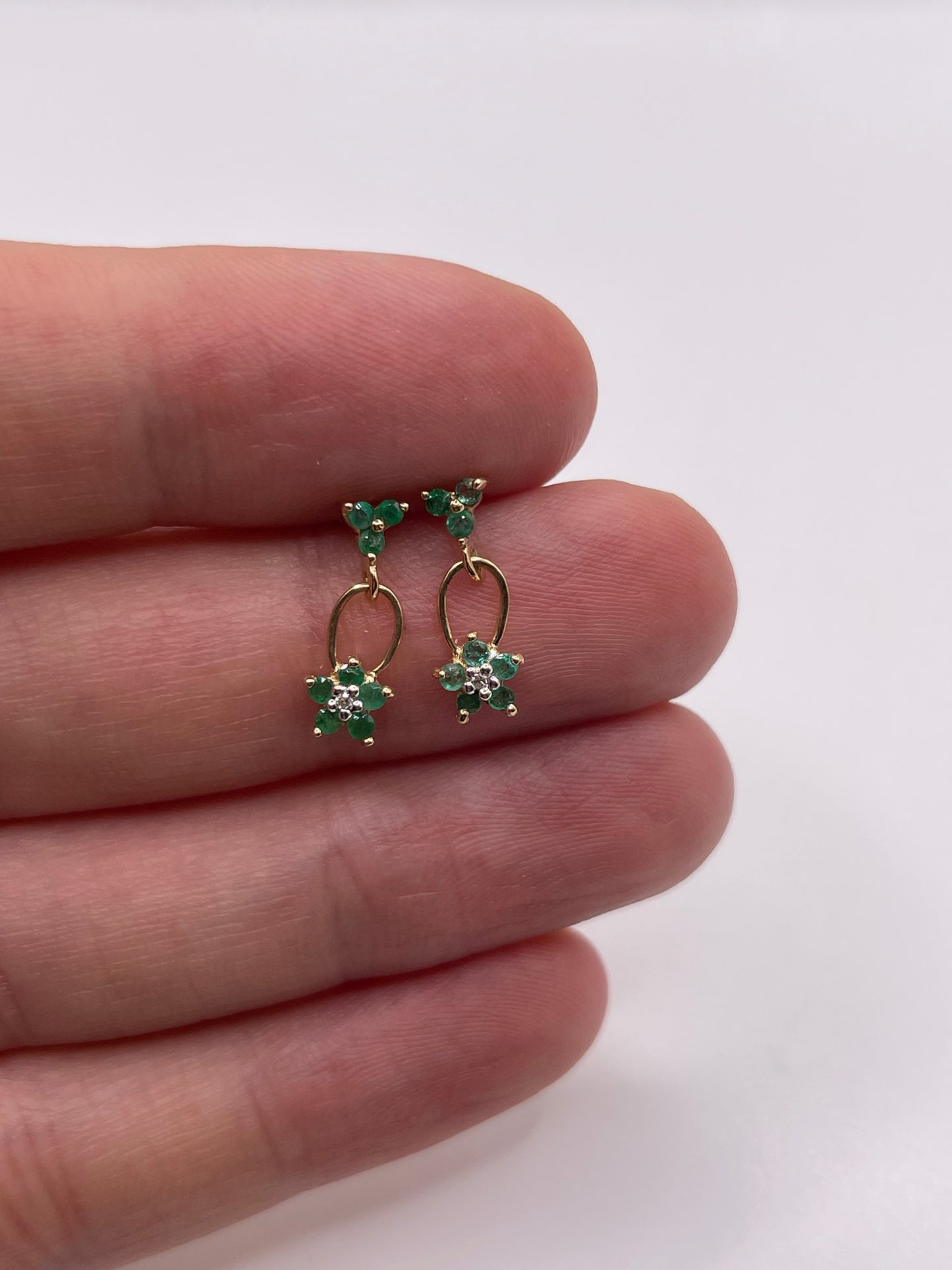 9ct gold emerald and diamond earrings