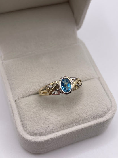 9ct two tone gold topaz ring