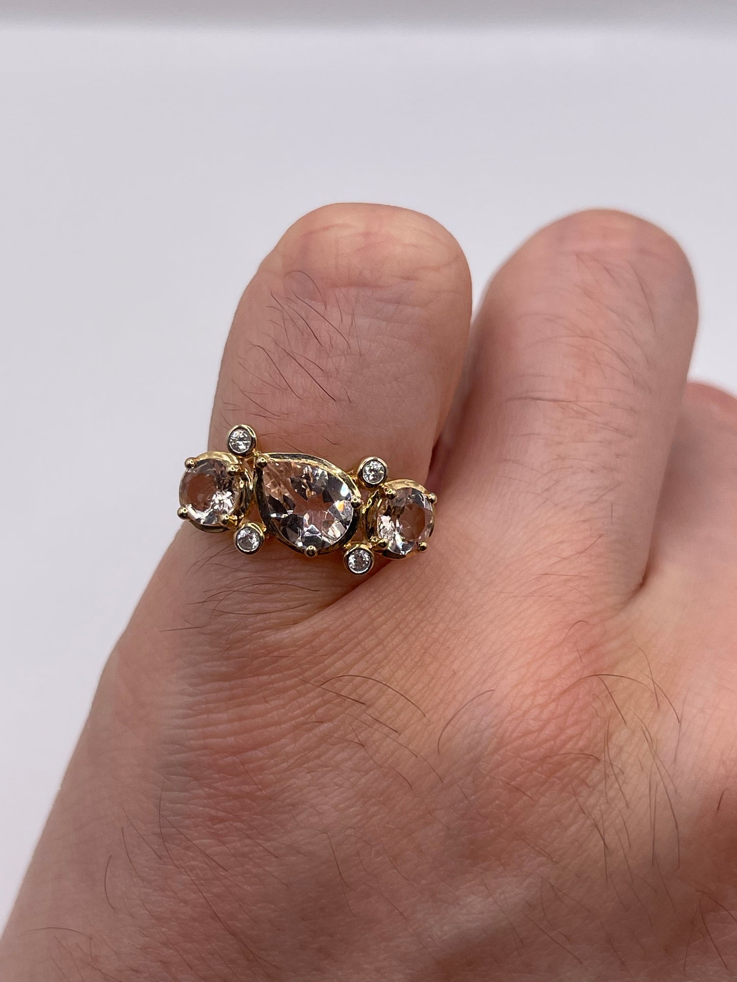 9ct gold morganite and zircon ring