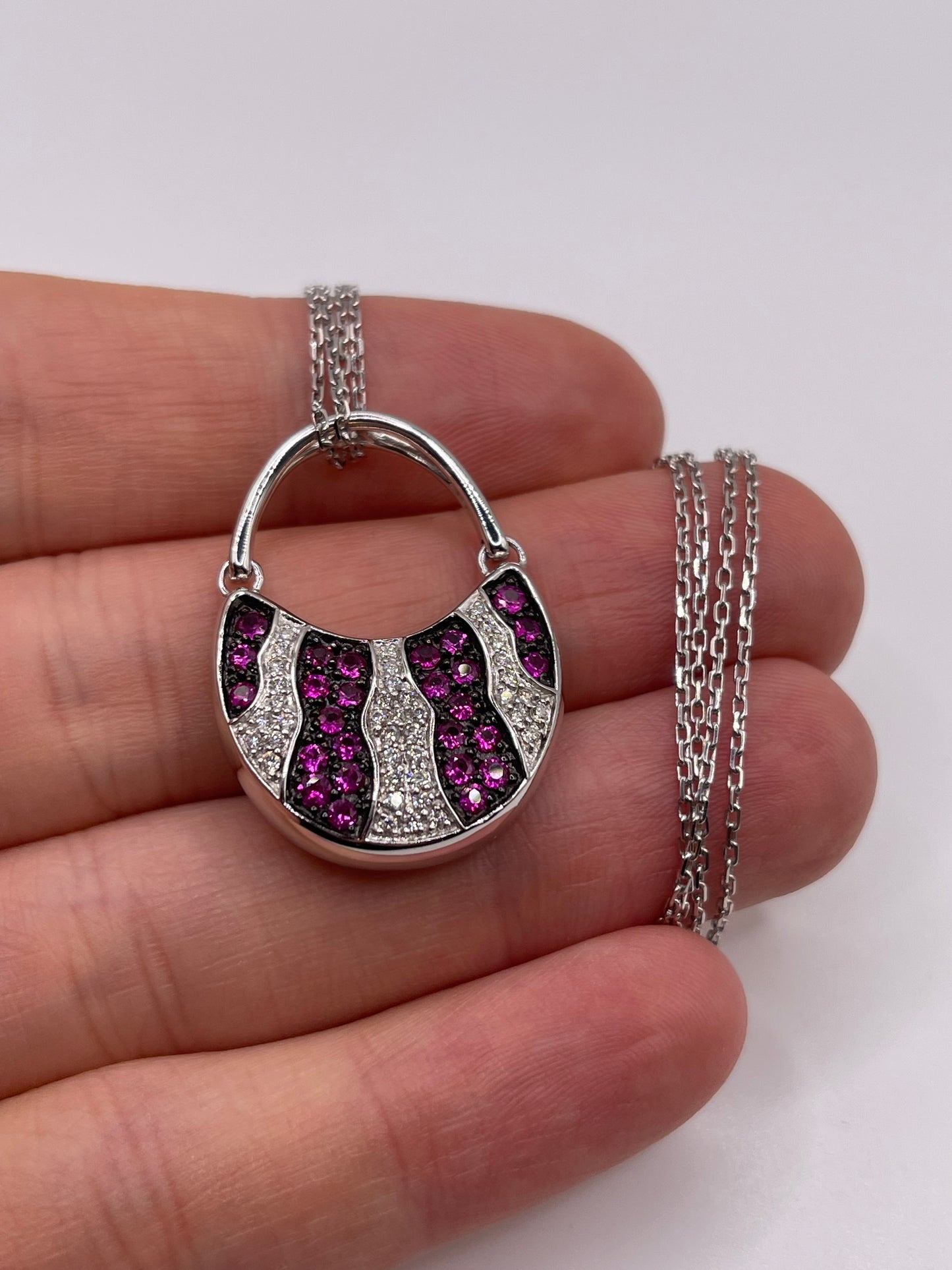 18ct white gold ruby and diamond necklace