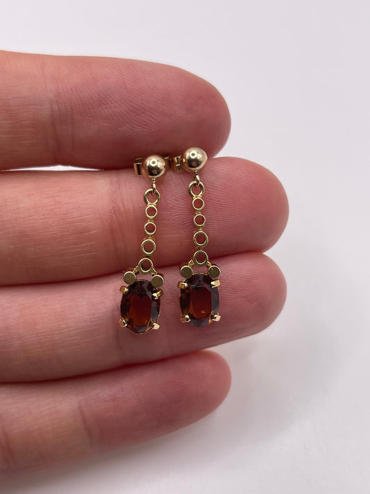 9ct gold citrine paste earrings