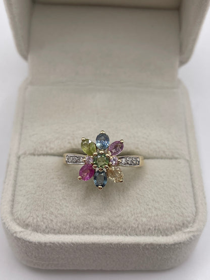 9ct gold sapphire and diamond ring