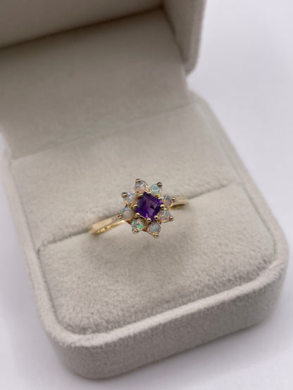 9ct gold amethyst and opal ring