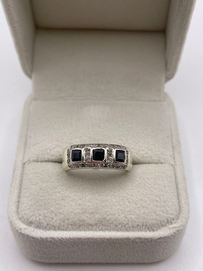 9ct white gold sapphire and diamond ring