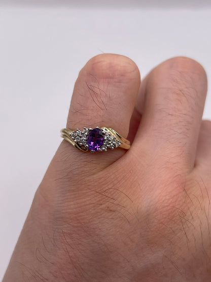 9ct gold amethyst and diamond ring