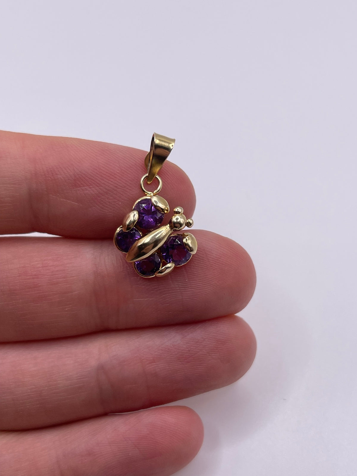 9ct gold amethyst butterfly pendant