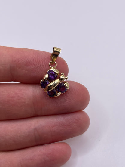 9ct gold amethyst butterfly pendant