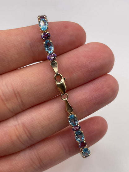 9ct gold topaz and amethyst bracelet