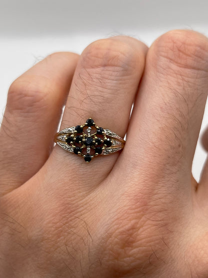 9ct gold sapphire and diamond ring
