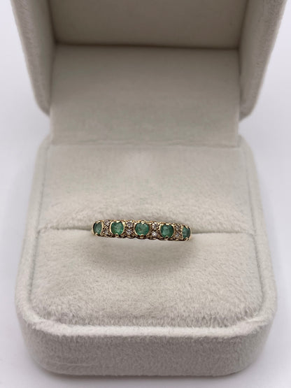 9ct gold emerald and diamond ring