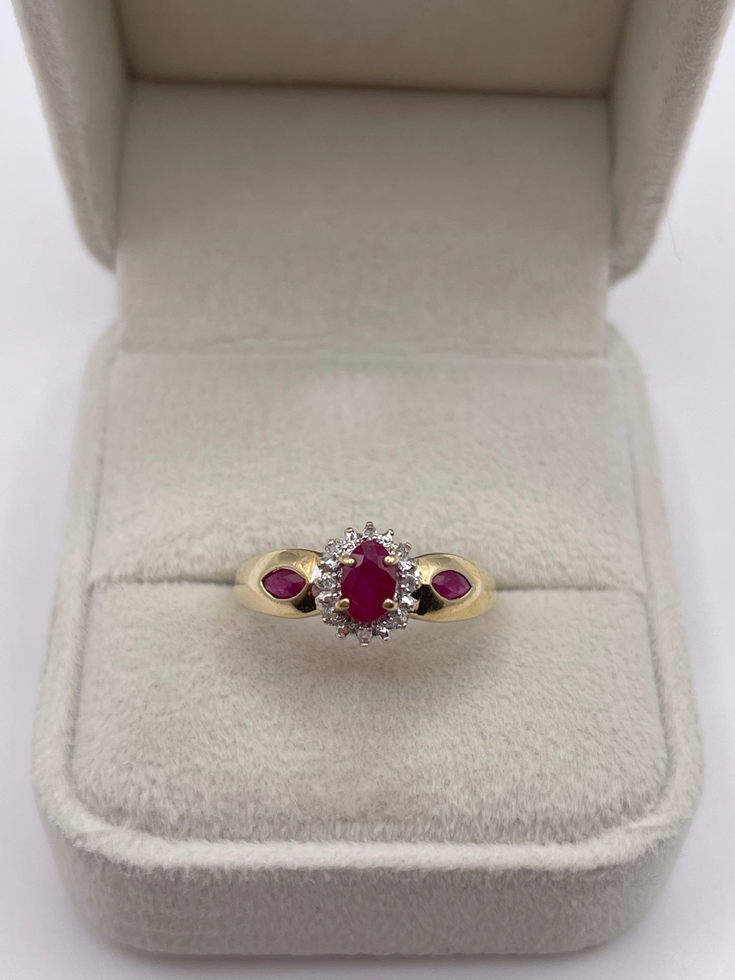 9ct gold ruby and diamond ring