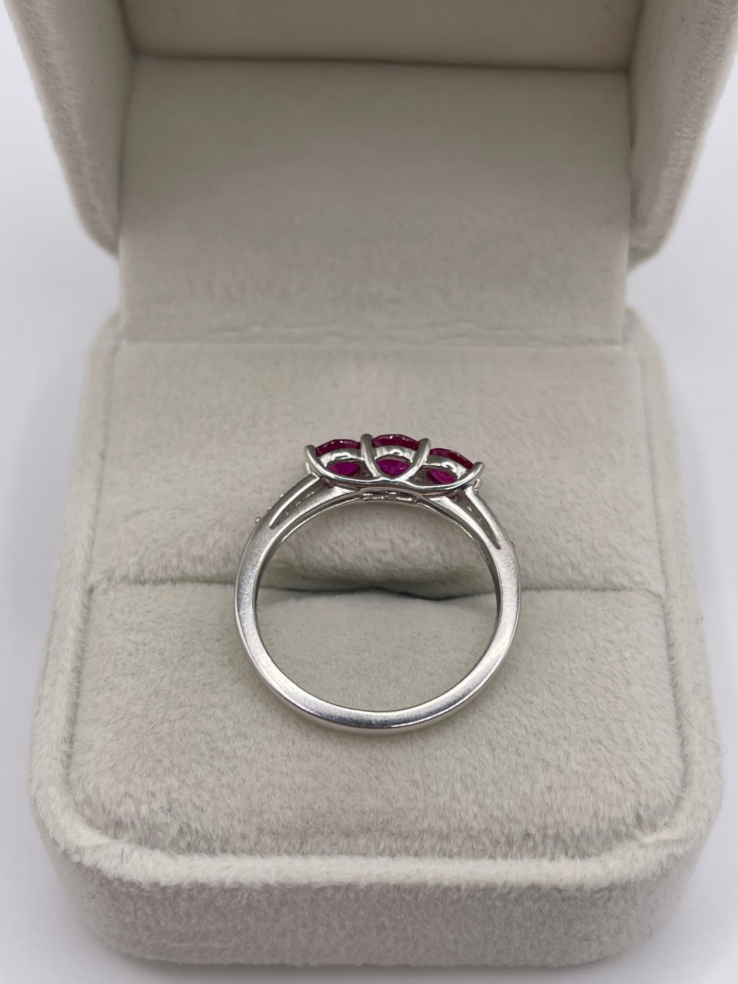 Platinum ruby and diamond ring