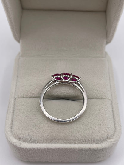 Platinum ruby and diamond ring