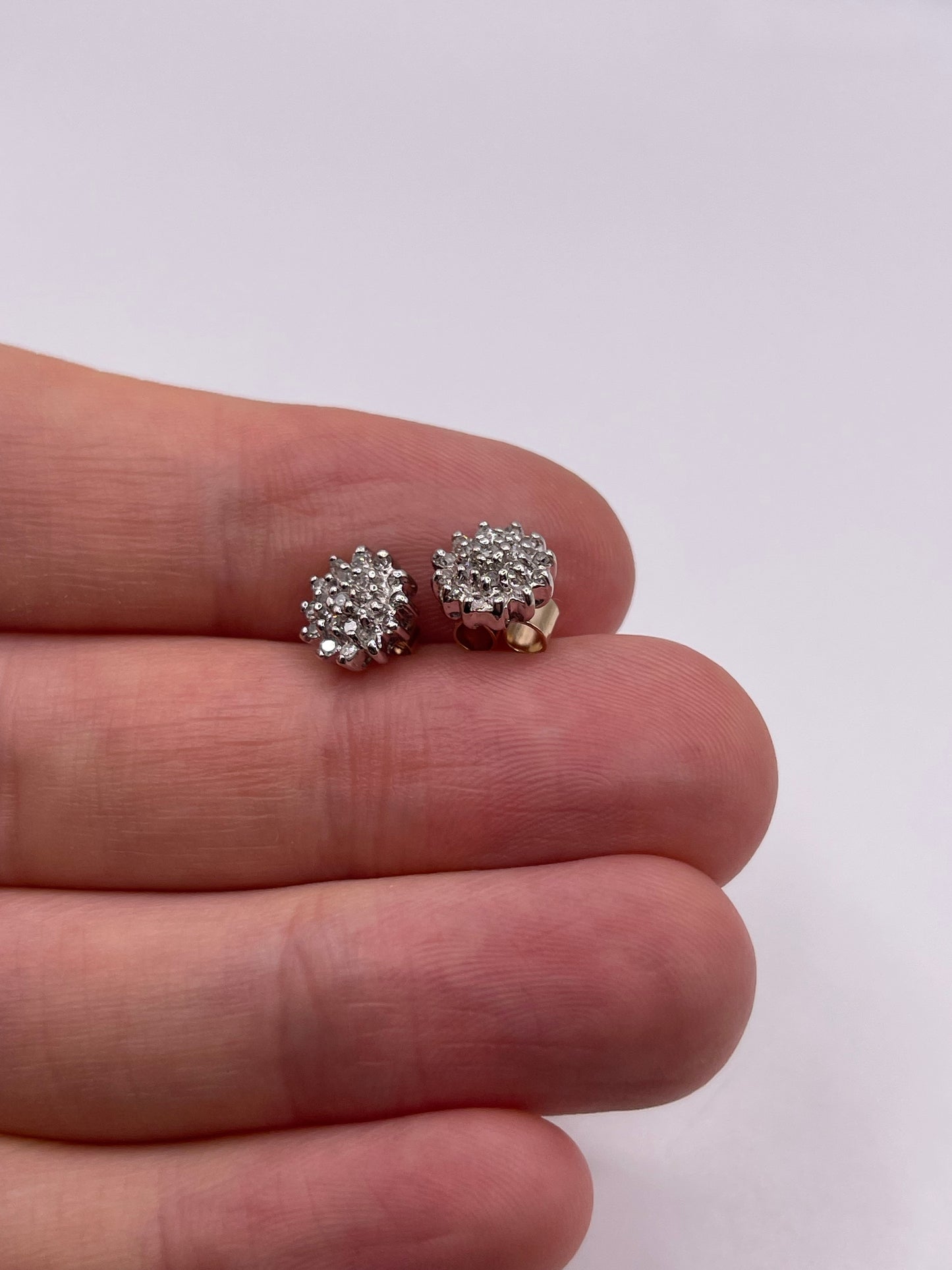 9ct gold diamond cluster earrings