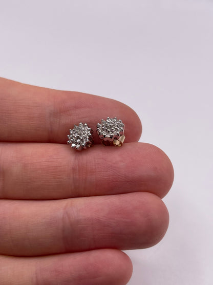 9ct gold diamond cluster earrings
