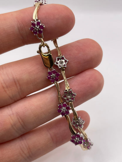 9ct gold ruby and diamond bracelet