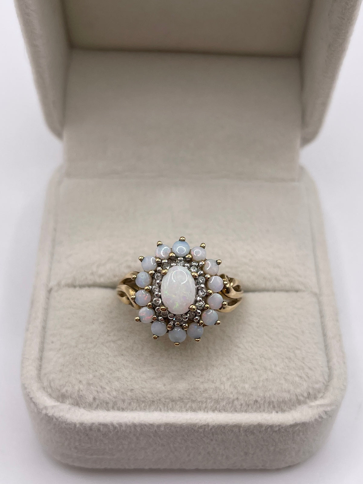 9ct gold opal and diamond ring