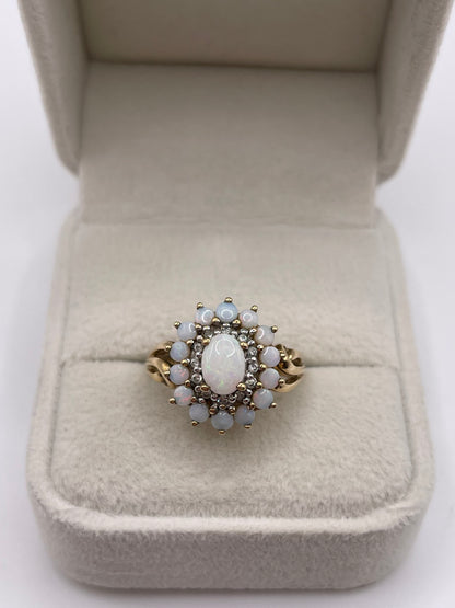 9ct gold opal and diamond ring