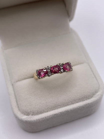 9ct gold pink topaz and diamond ring