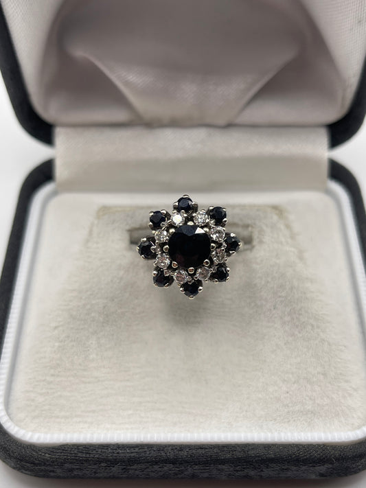 18ct white gold sapphire and diamond ring