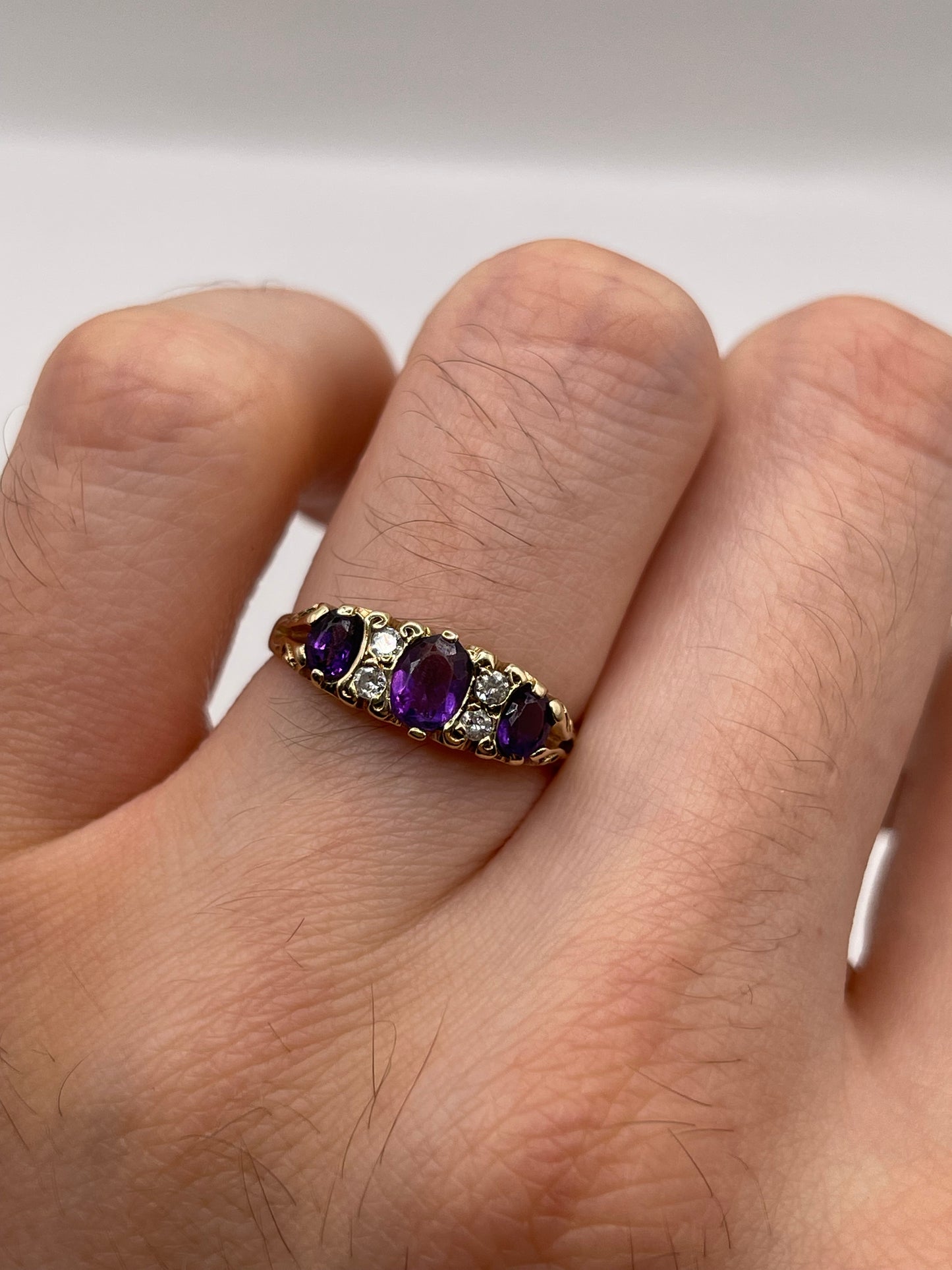 9ct gold amethyst and diamond ring