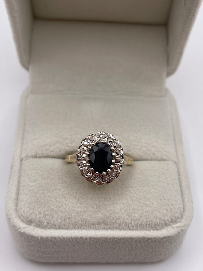 9ct gold sapphire and diamond ring