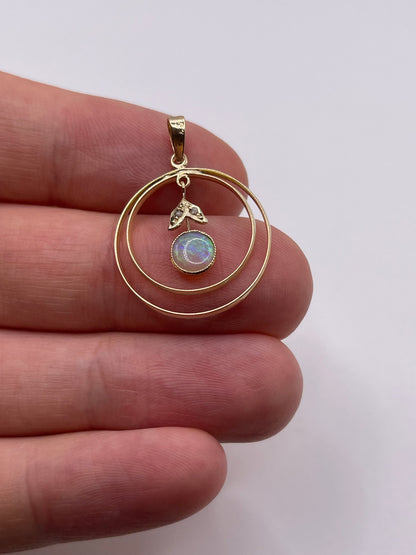 Antique 9ct gold opal and pearl pendant