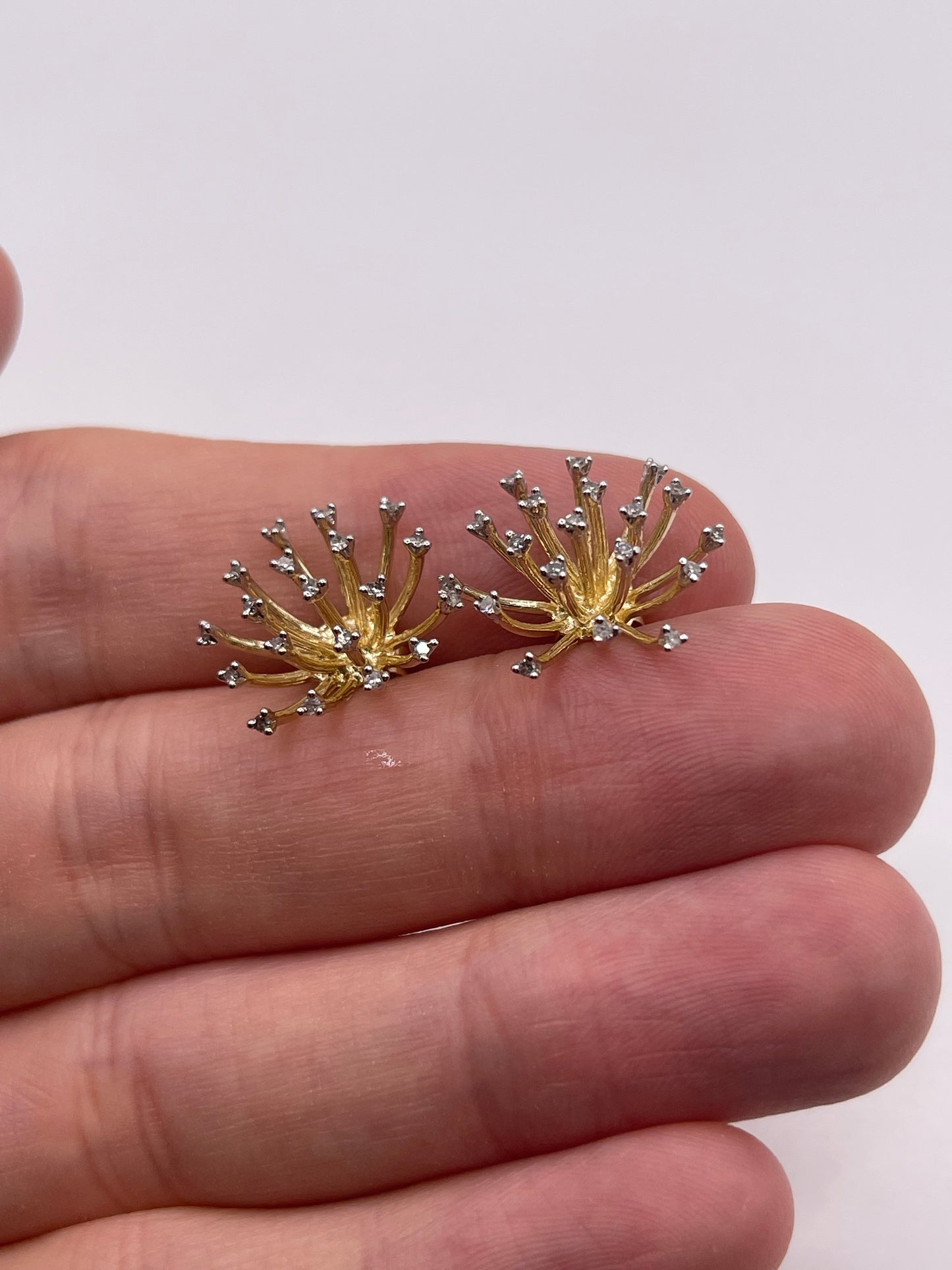 9ct gold diamond cluster earrings