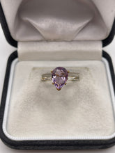 Load image into Gallery viewer, 9ct gold amethyst and cz ring
