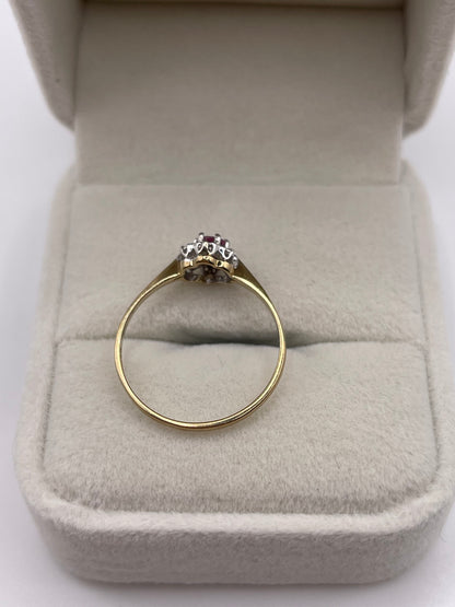 9ct gold ruby and diamond ring