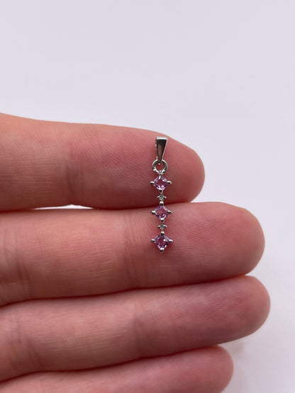 9ct white gold pink sapphire and diamond pendant