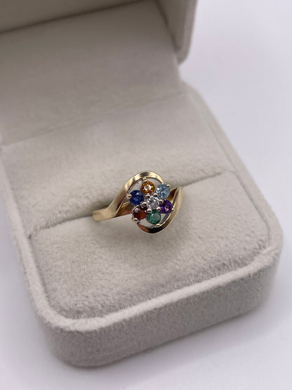9ct gold diamond and multi gemstone ring