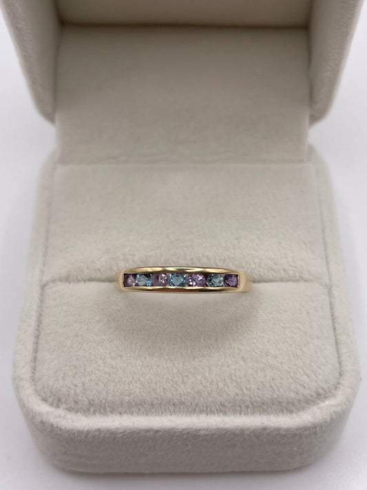 9ct gold amethyst and topaz ring