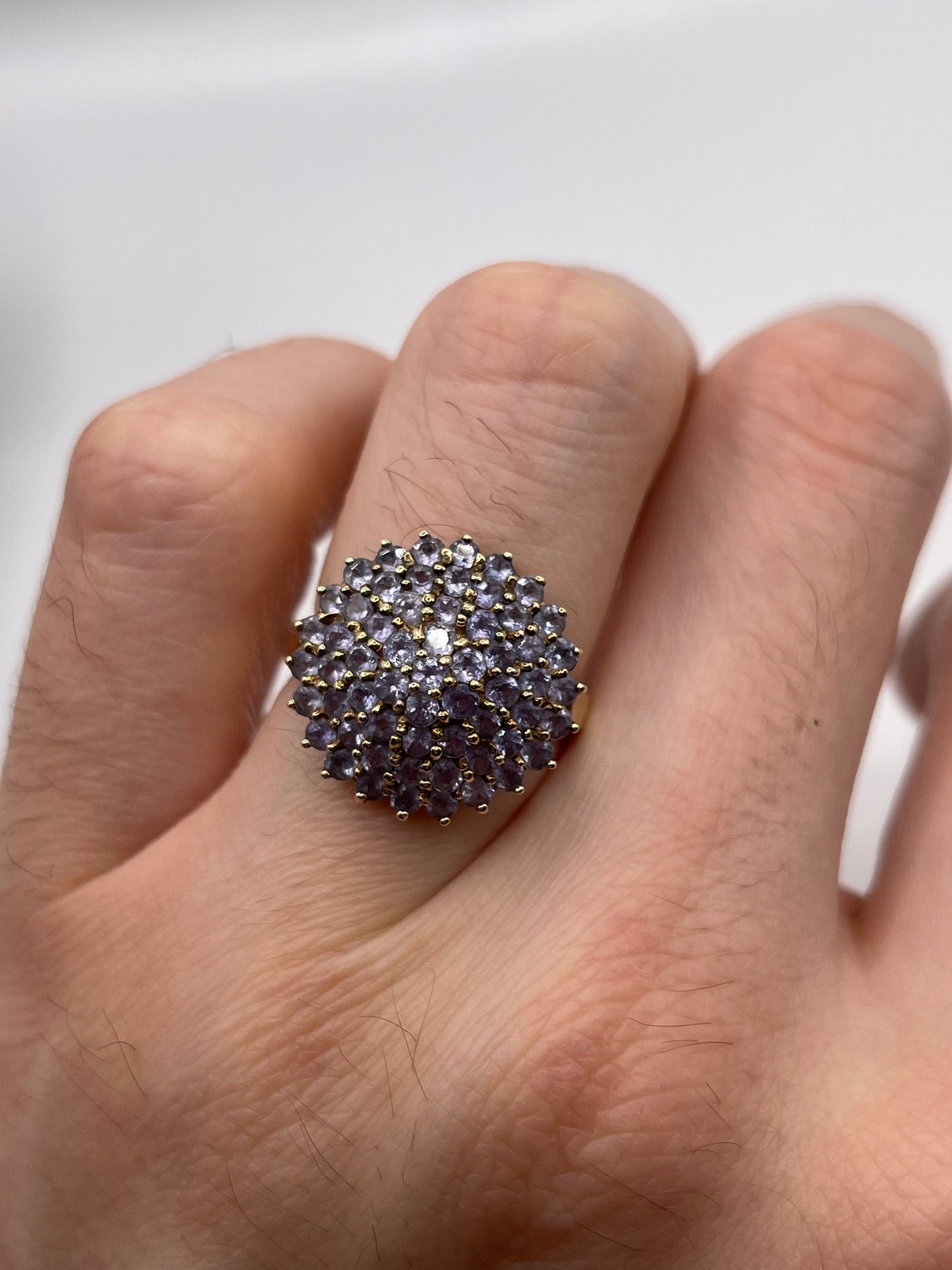 9ct gold tanzanite cluster ring