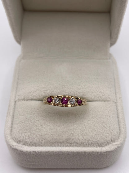 9ct gold ruby and diamond ring