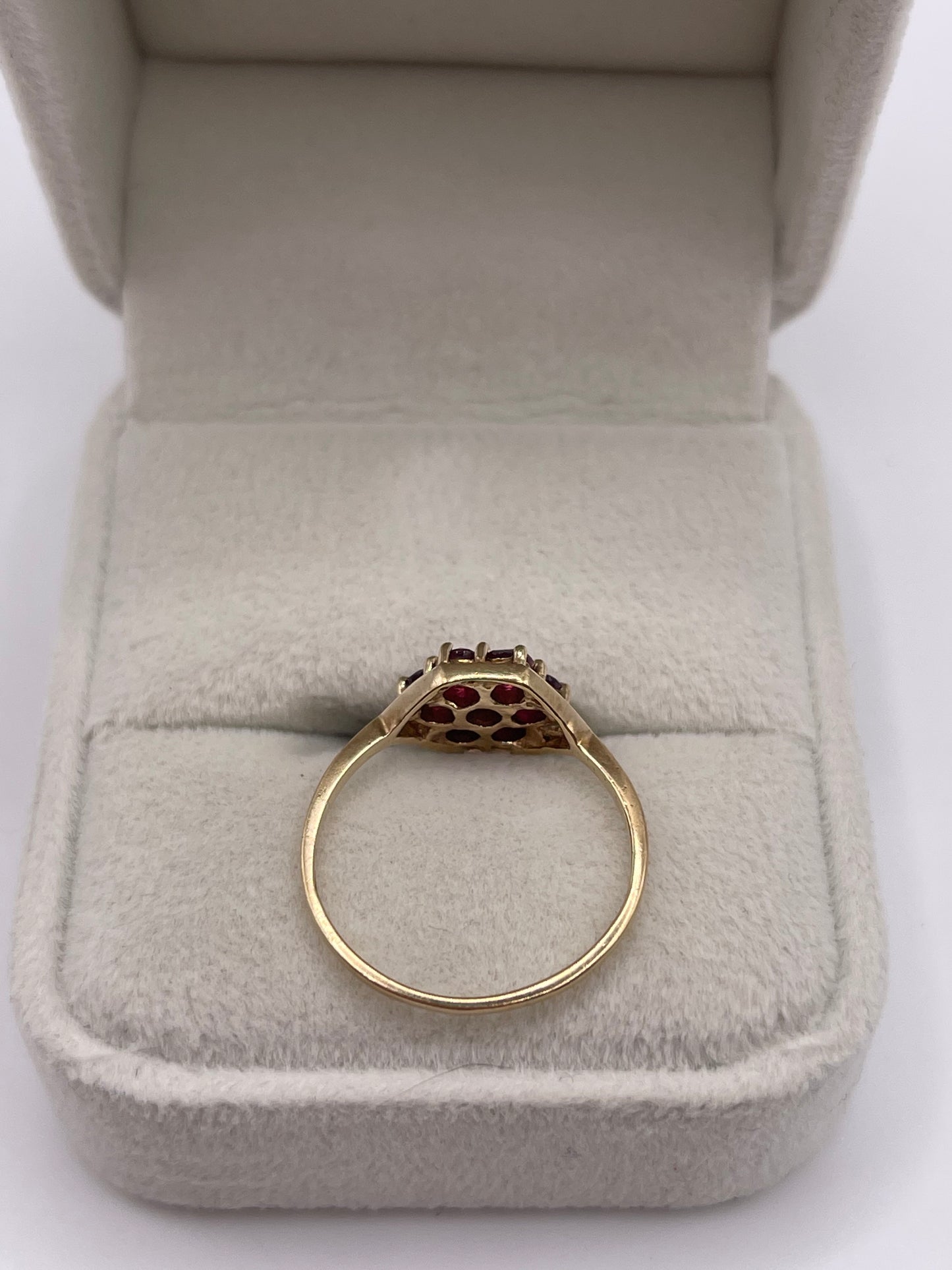 9ct gold ruby cluster ring