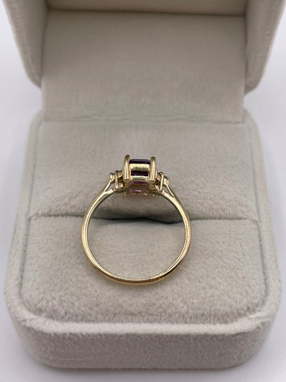 9ct gold amethyst and diamond ring