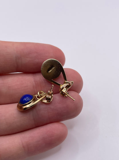 9ct gold lapis lazuli earrings