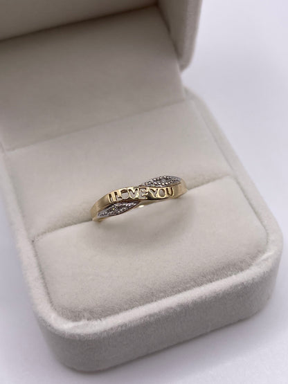 9ct gold diamond I love you ring
