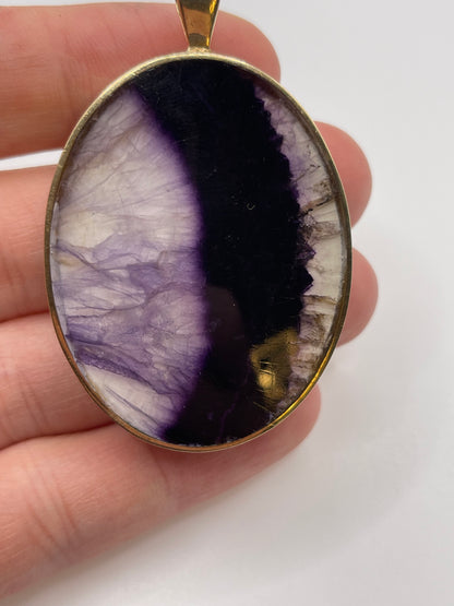 Huge 9ct gold blue John fob pendant