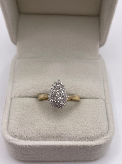 9ct gold diamond cluster ring