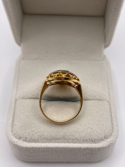 18ct gold mult gemstone cluster ring