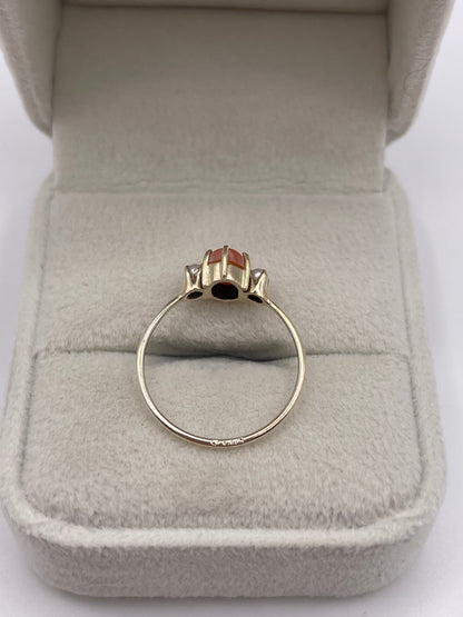 9ct gold coral and pearl ring