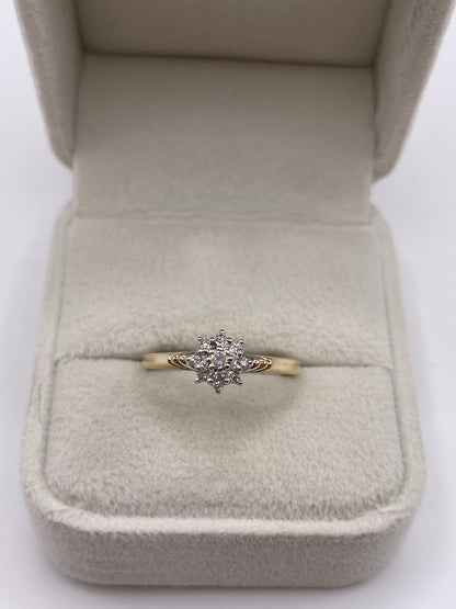 9ct gold diamond cluster ring