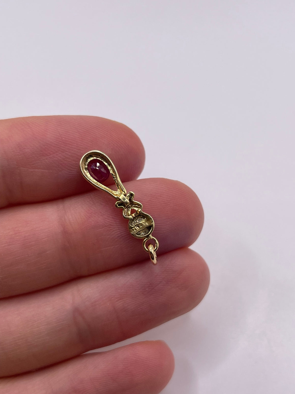 9ct gold ruby and diamond pendant