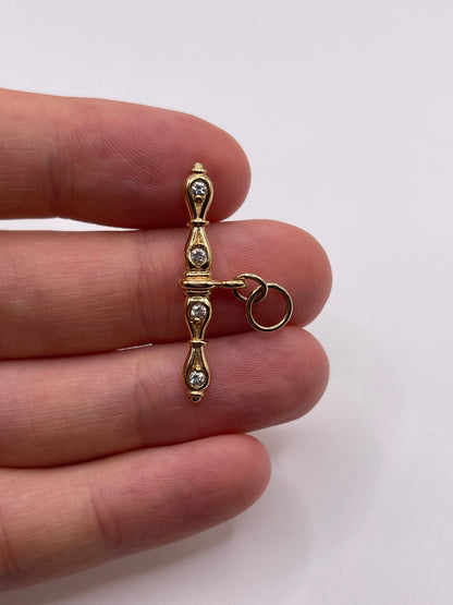 9ct gold cz t bar pendant