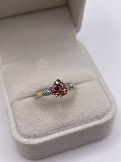 9ct gold tourmaline and diamond ring