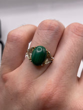 Load image into Gallery viewer, 9ct gold malachite and topaz ring
