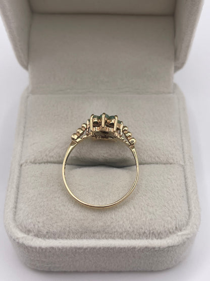 9ct gold emerald and diamond ring