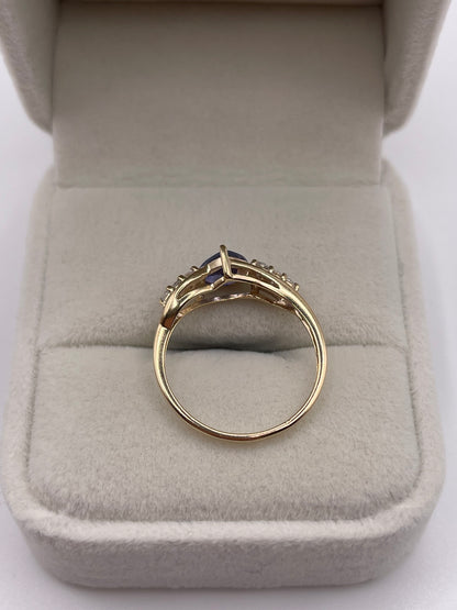 9ct gold tanzanite and zircon ring